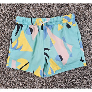 Maamgic Toddler Boys Sz 3T Swimsuit Swim Trunks Blue 90s Bold Print